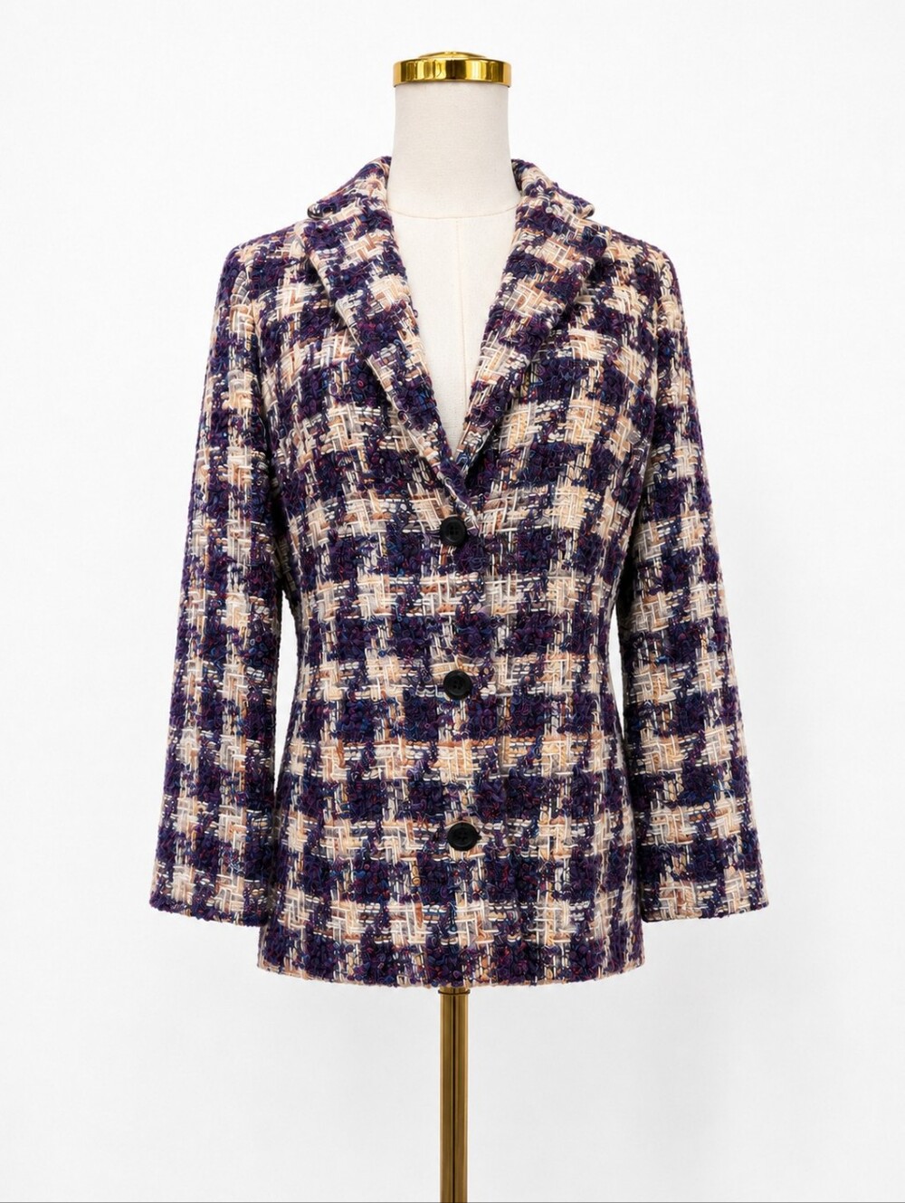 Oscar by Oscar de la Renta Wool Mohair Alpaca Bouclé Tweed Blazer Jacket Size 8